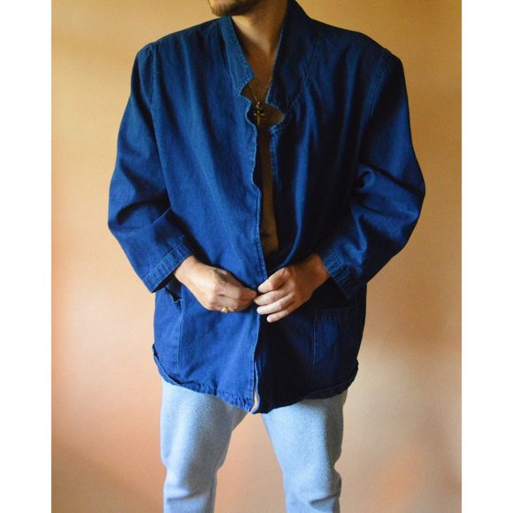 90s Vintage Mens Denim Pocketed Chore Jacket - Picture 3 of 3